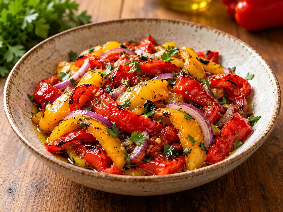Roasted Pepper Salad plated food photograph
